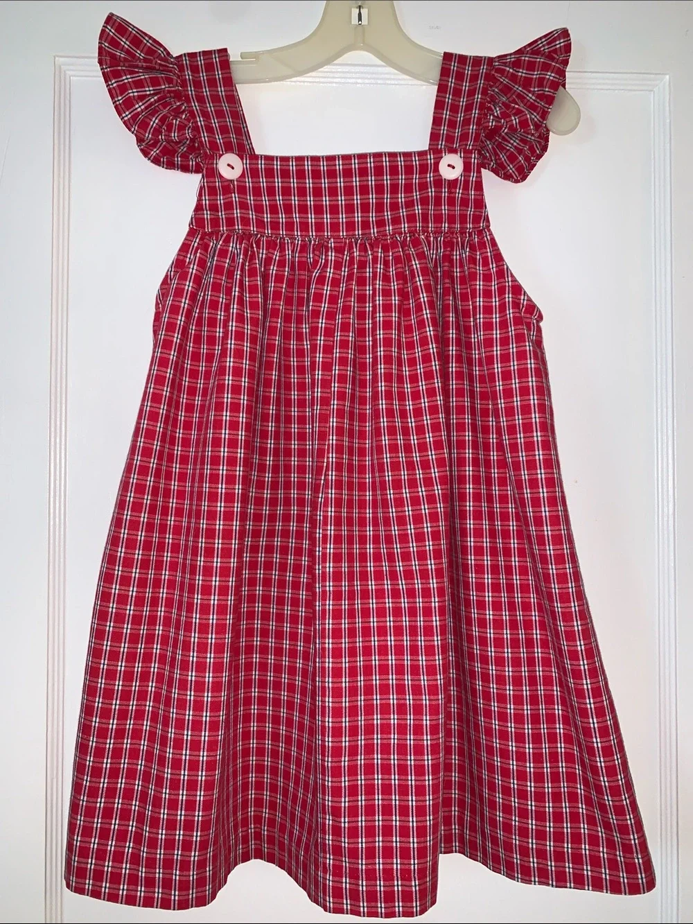 Samara Red Ruffle Sleeves Watering Can Dress 6X Hearts Sundress